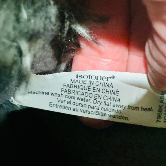 Isotoner Faux Fur Trimmed Micro-Suede Bootie Slippers Rubber Soles Gray Size 8.5 - Picture 10 of 11